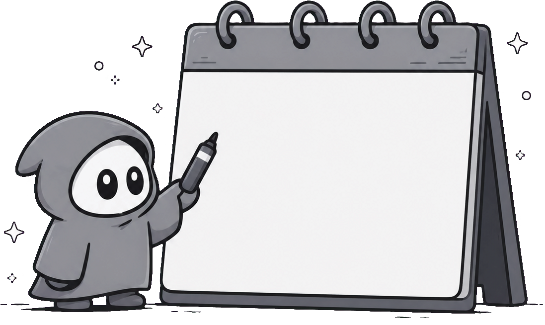 Wisp checking a calendar